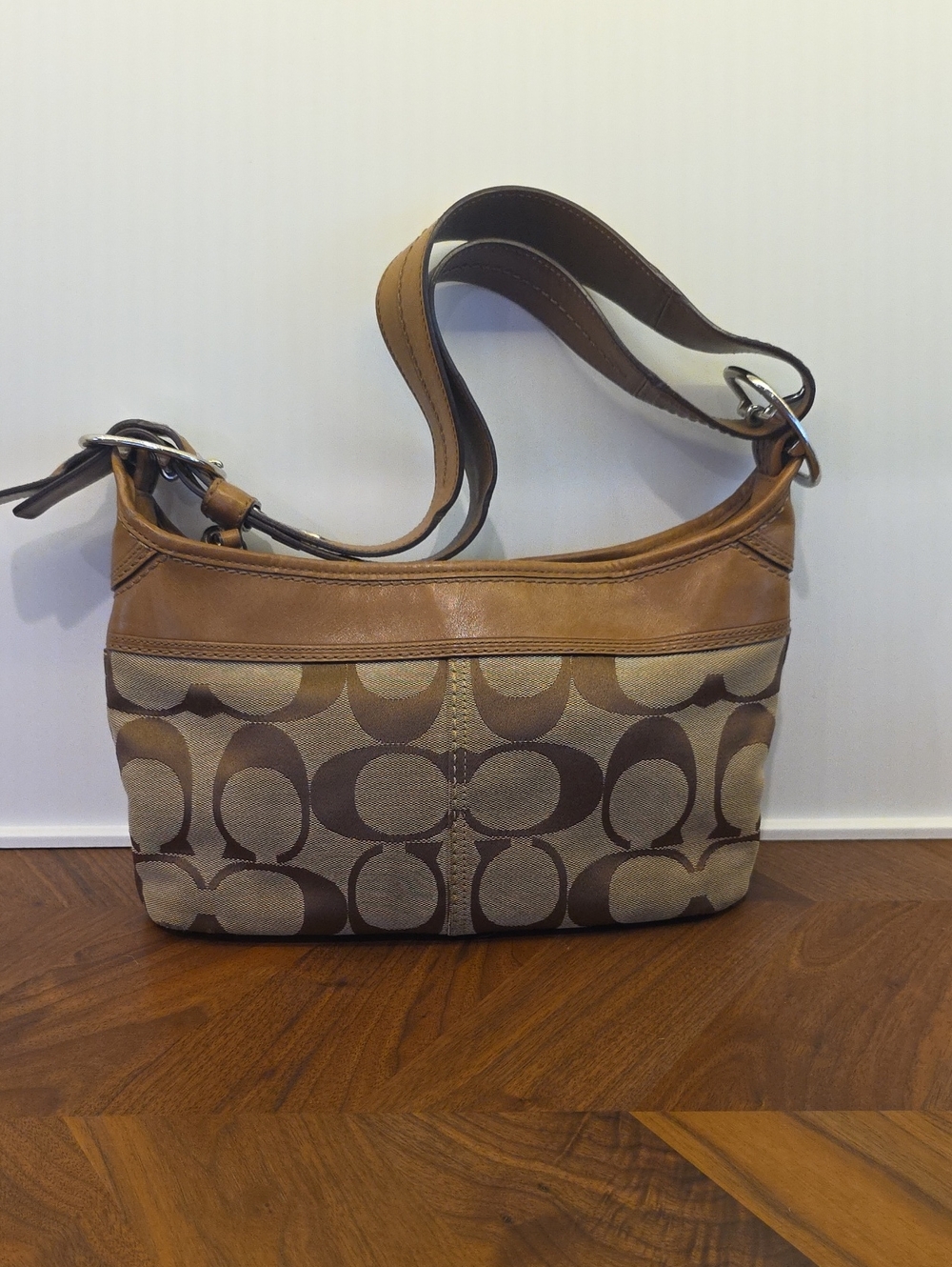 Vintage Coach Brown Signature Canvas & Leather F13359 Shoulder Bag